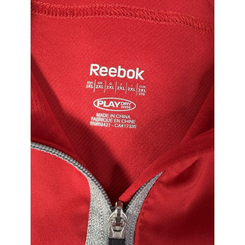 Reebok 1/4 Zip, Long Sleeve Pullover Red/Gray 2XL Very Nice - Picture 8 of 9